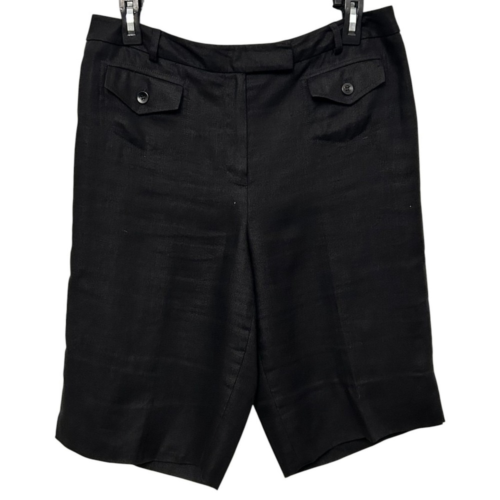 Vintage Talbots Irish Linen Black Bermuda Shorts Size 10